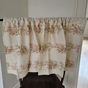 2 cafe curtains + bonus valence.  50" to fit a 27" in width window linen/cotton